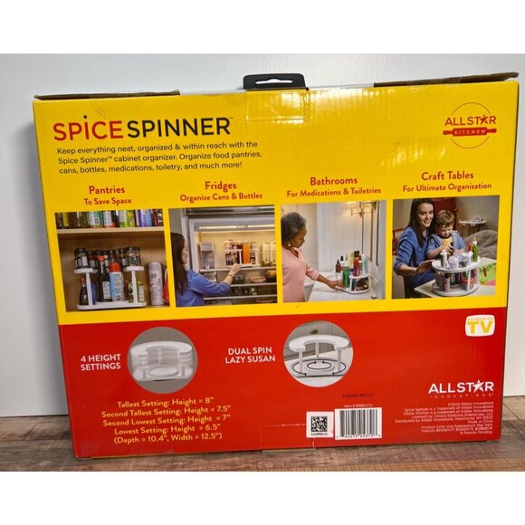 Spice Spinner Dual-Spin Lazy Susan Organizer With Adjustable 2-Tier Design For K - Picture 4 of 4